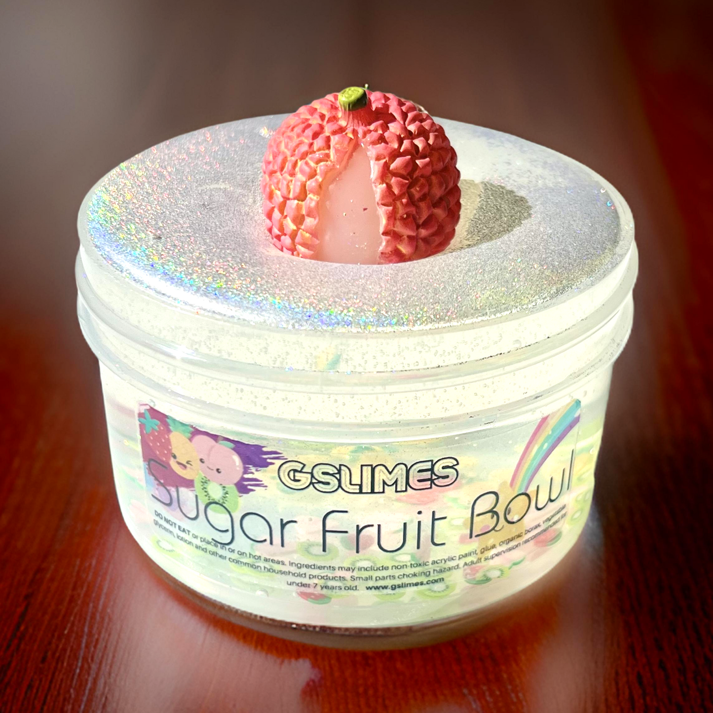 Thick Clear Slime Sugar Fruit Bowl With Holographic Top