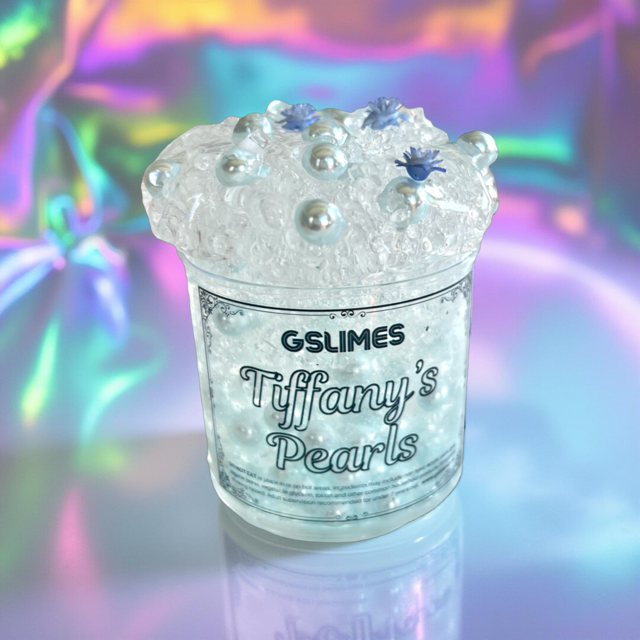 Blue No hole Beads Glossy Clear Slime
