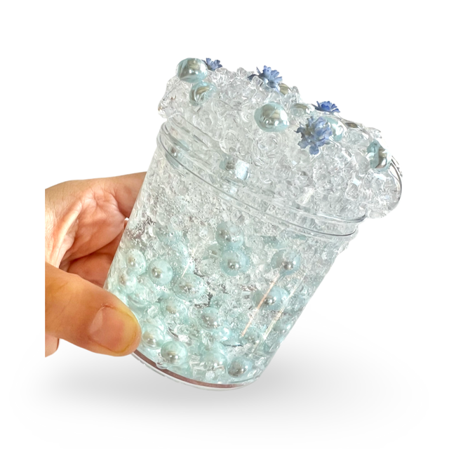 Blue No hole Beads Glossy Clear Slime