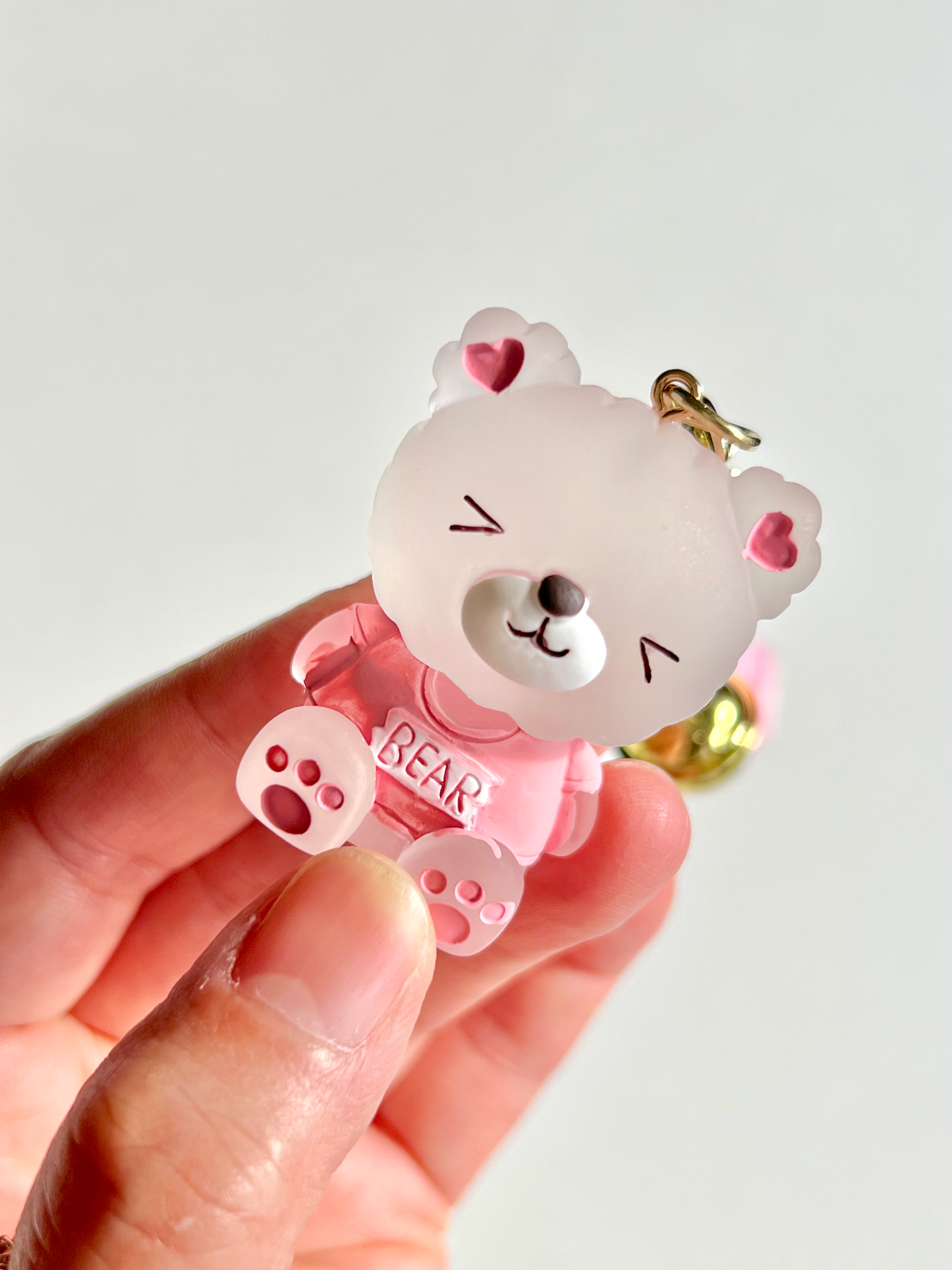 Frosted Solid Acrylic Sakura Pure Teddy Keychain