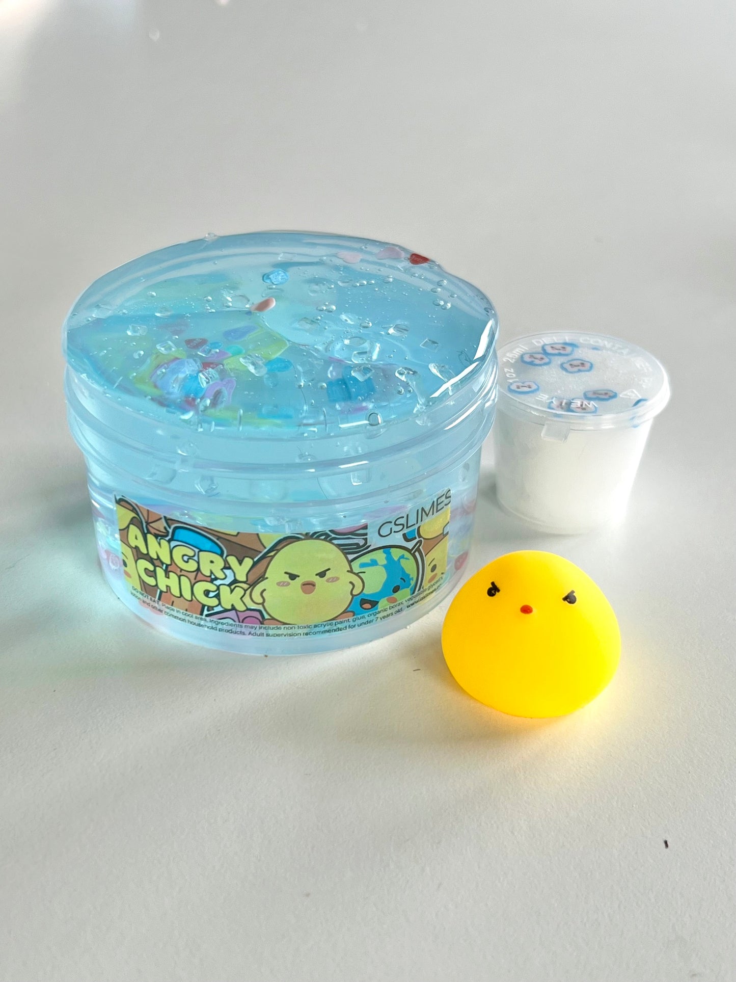 Blue Clear Slime Angy Chick