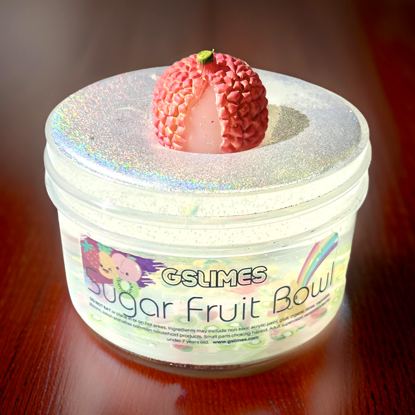 Thick Clear Slime  Sugar Fruit Bowl With Holographic Top