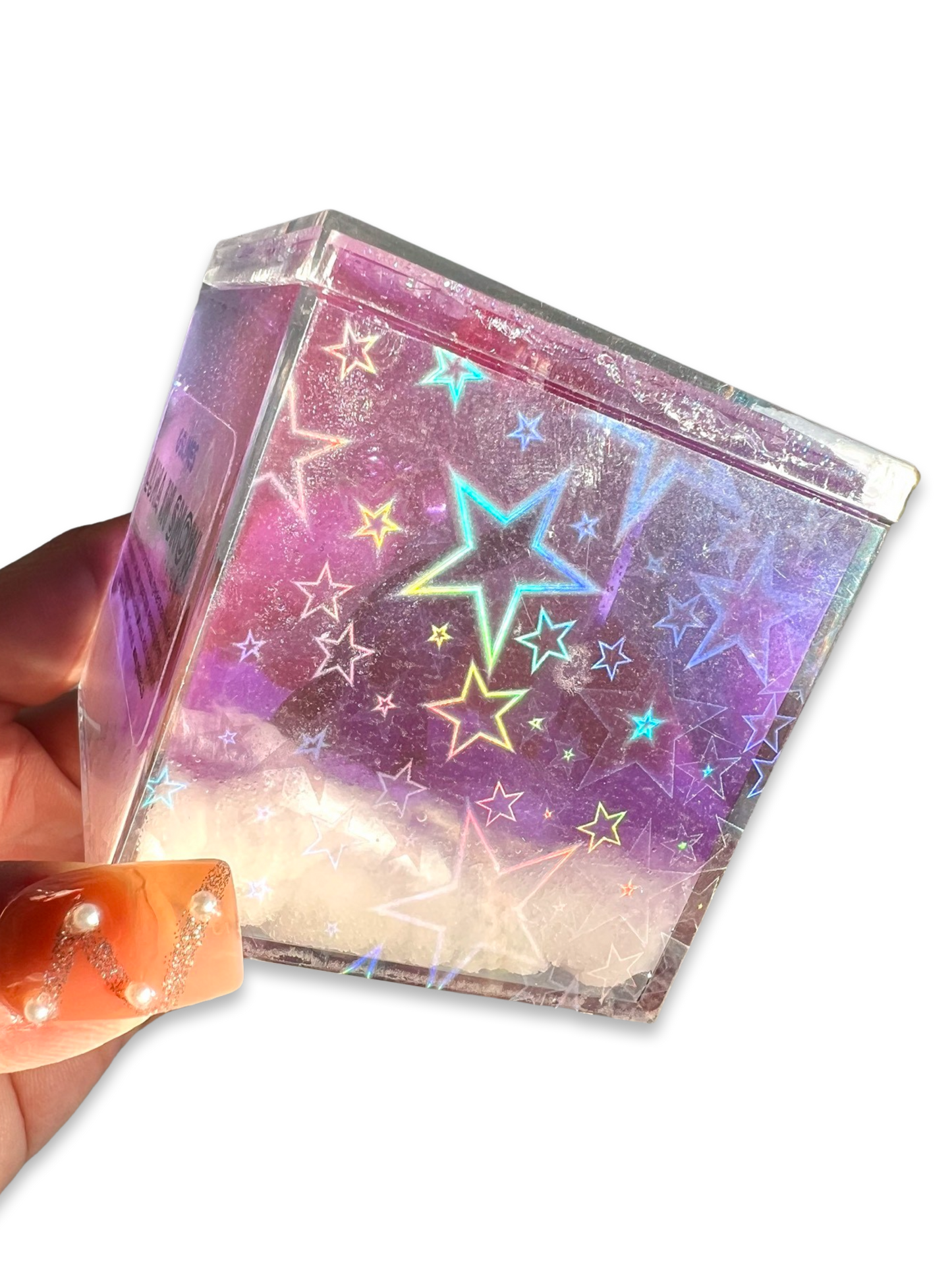 Iridescent Neon Luna In Snow In Holographic Cube!